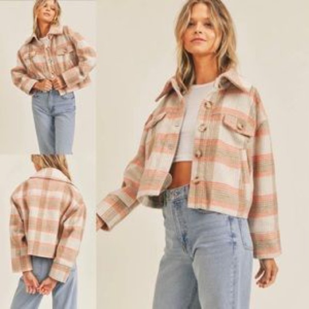 pink and cream shacket